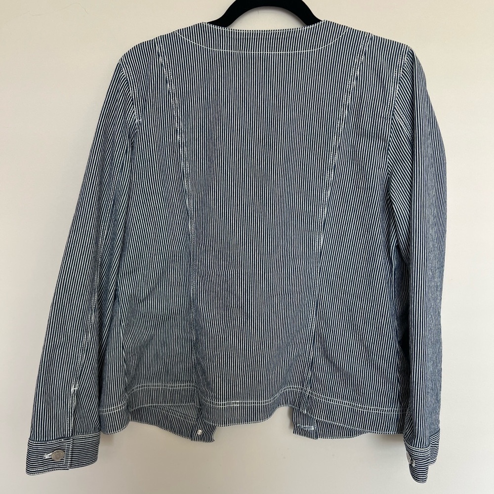 Chico's railroad stripe heritage denim jackets size 1 - Picture 4 of 5